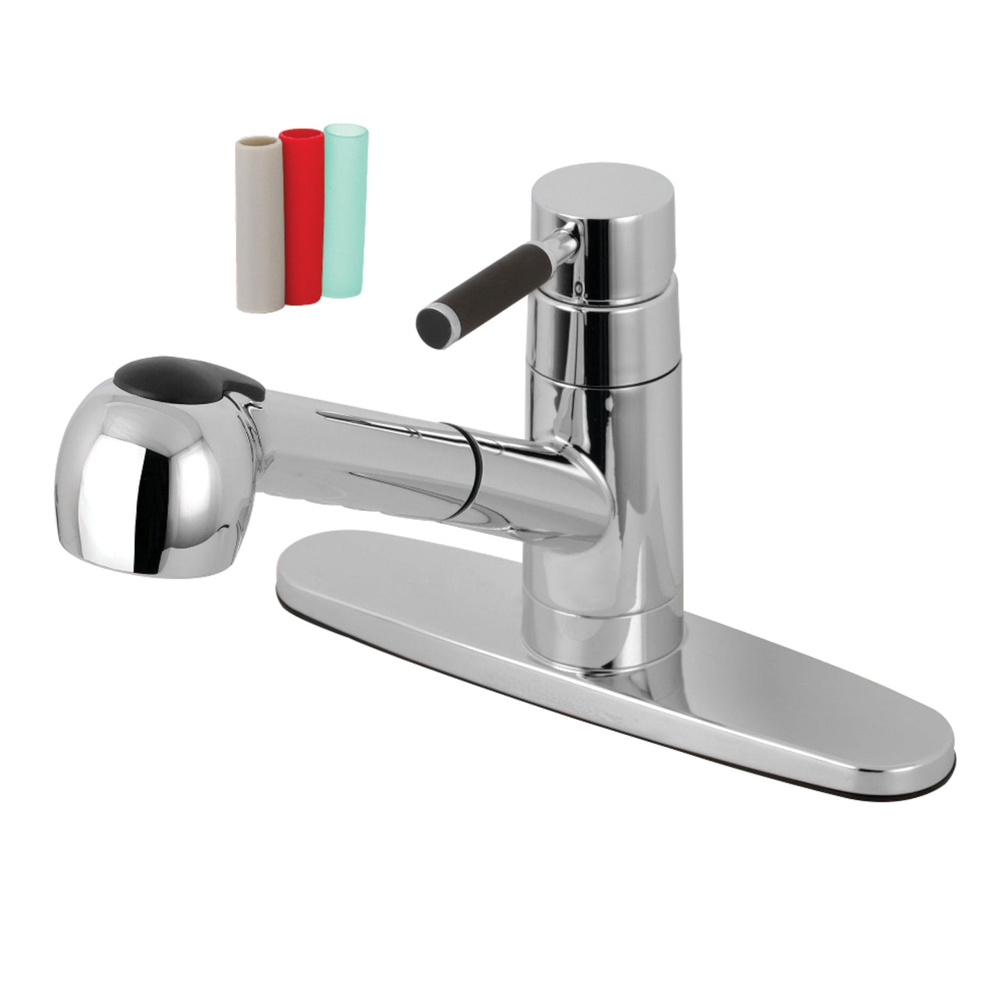 Kingston Brass GSC881DKLSP Single-Handle 1-or-3 Hole Deck Mount Pull-Out Sprayer Kitchen Faucet in Polished Chrome