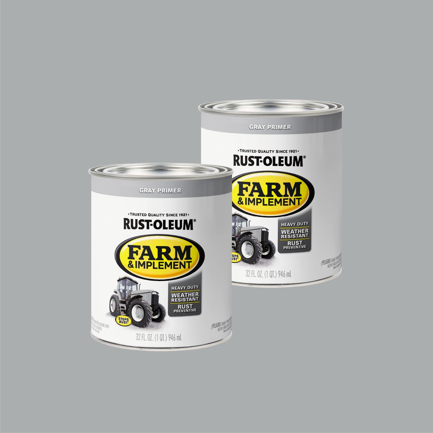 2 Pack, Gray, Rust-Oleum Flat Specialty Farm and Implement Primer-280106, 1 qt