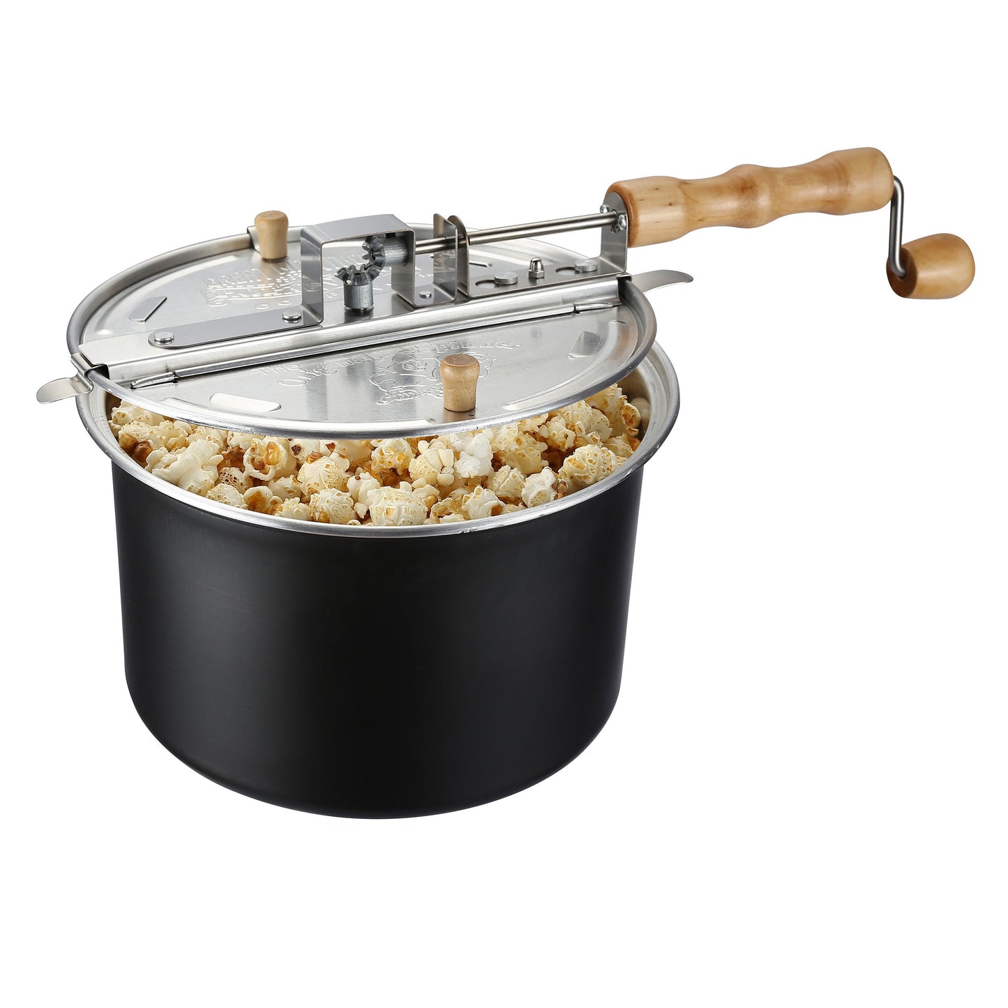 Great Northern 6.5 qt Aluminum Popcorn Non-Induction Stovetop Popcorn Maker, Black