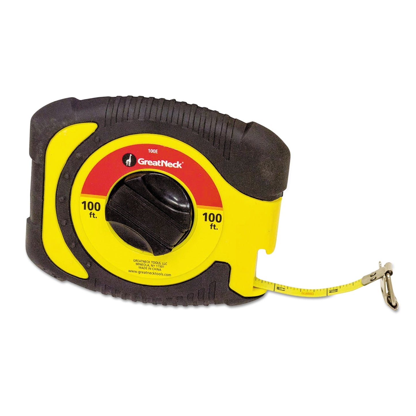 GreatNeck Saw Mfg. English Rule Measuring Tape, 3/8" X 100ft, Steel, Yellow