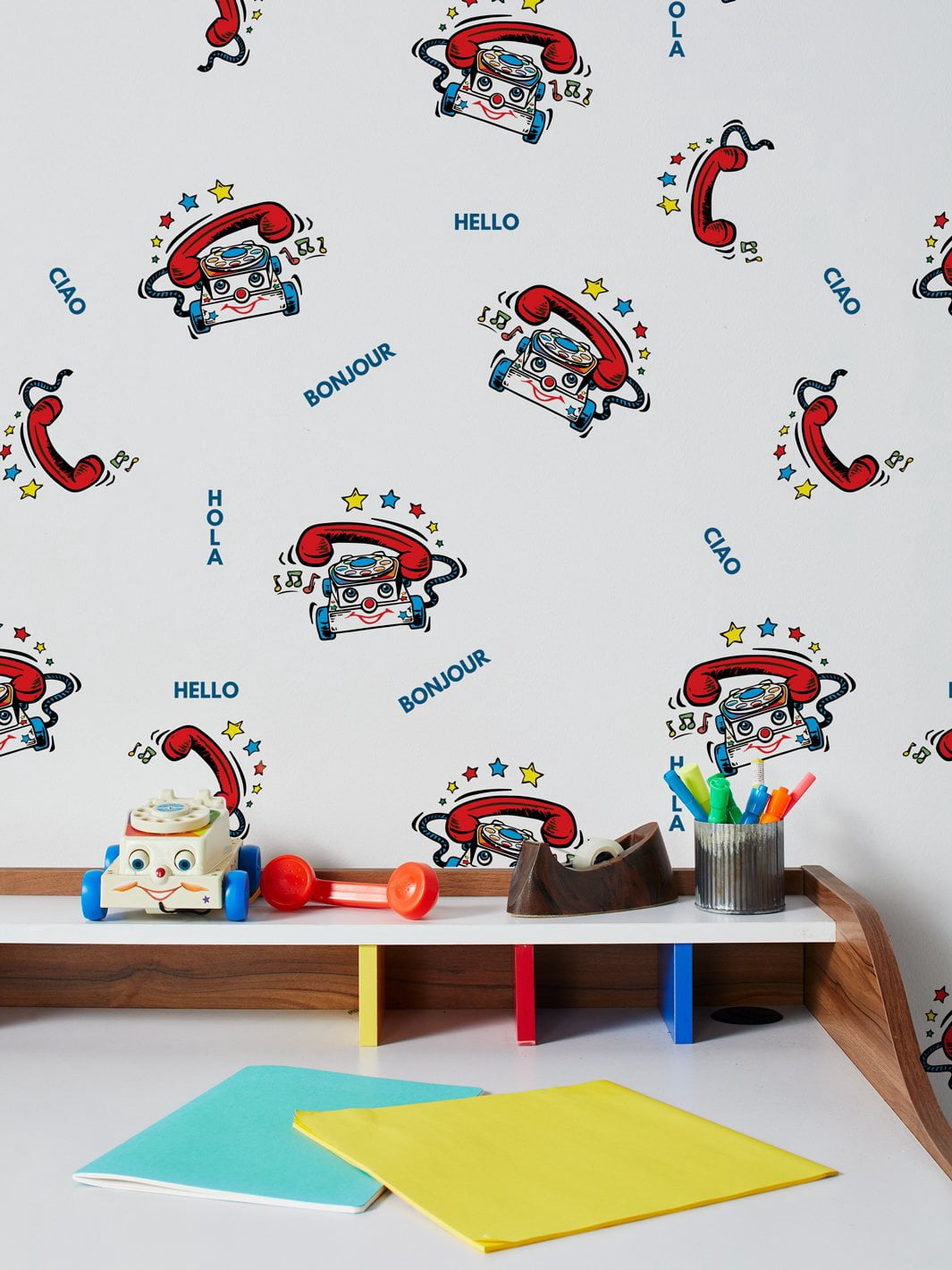 Greetings and Chatter Removable Vinyl Wallpaper By Fisher-Price - White