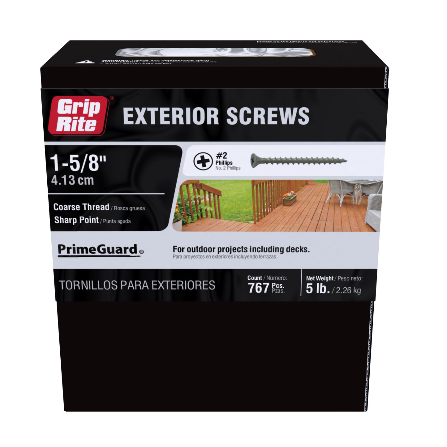 Grip-Rite PrimeGuard Ten #8 x 1-5/8 in. Wood to Wood Deck Screw 5 lb.
