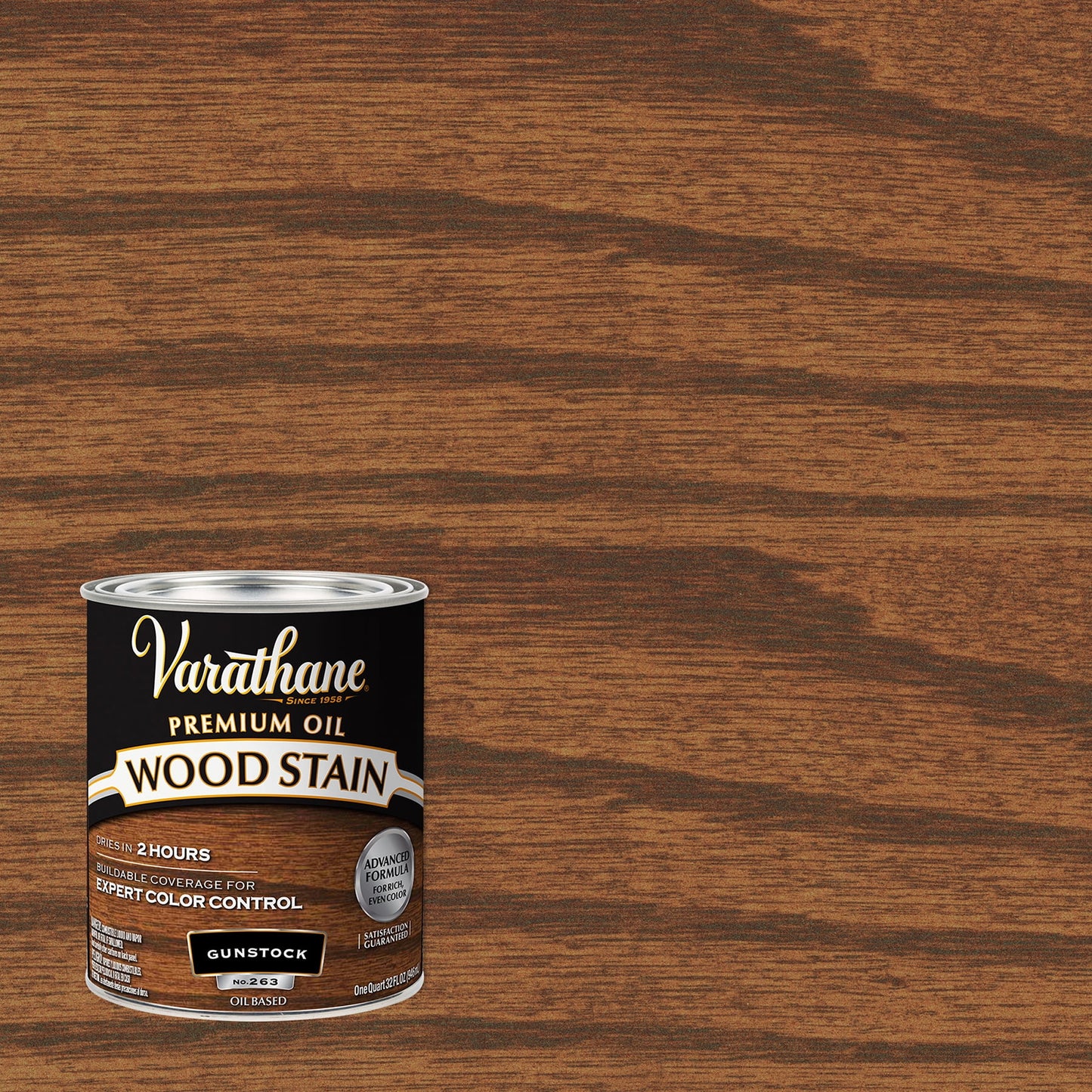 2 Pack, Gunstock, Varathane Premium Oil-Based Interior Wood Stain-211728H, Quart