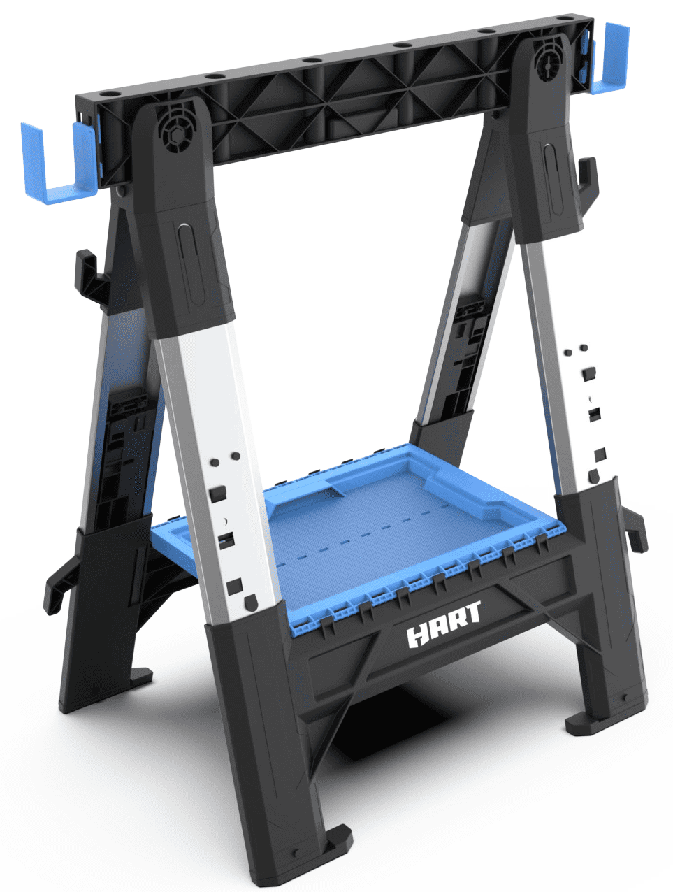 HART Folding Sawhorse with Adjustable Legs – Heavy-Duty, Portable Work Support with Adjustable Height