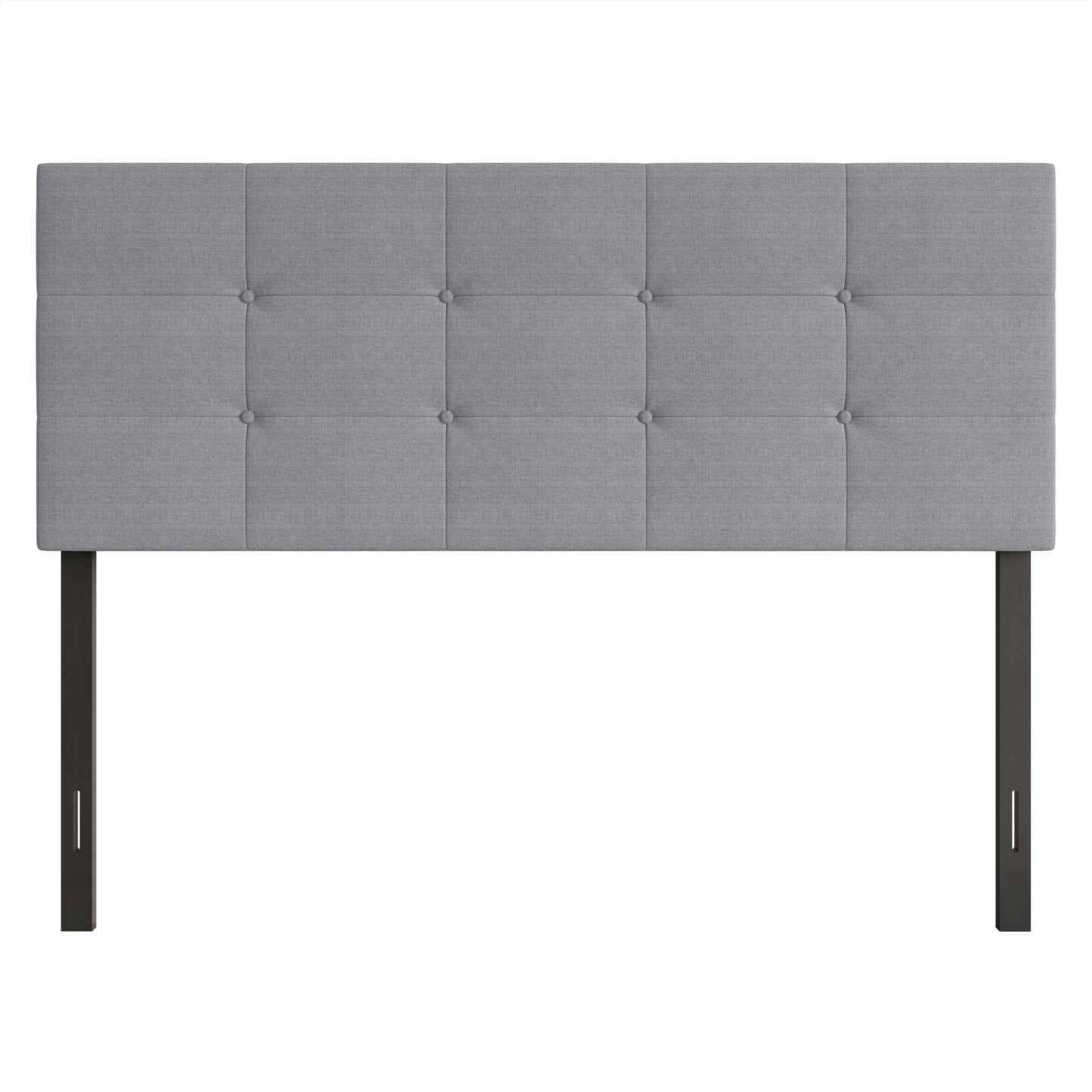 Home Design Gina Queen Tufted Upholstered Headboard with Button Tufts and Adjustable Height, Gray, Easy assembly