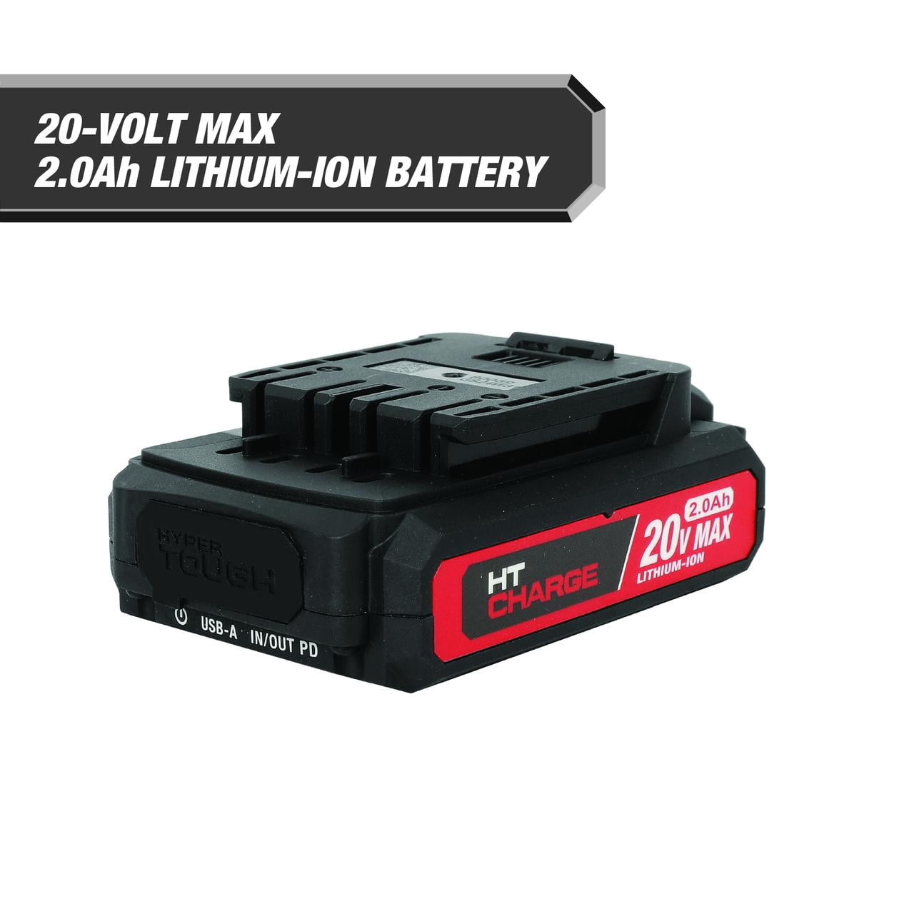 Hyper Tough 20V 2.0Ah Rechargeable Battery with USB-a and USB-c Ports