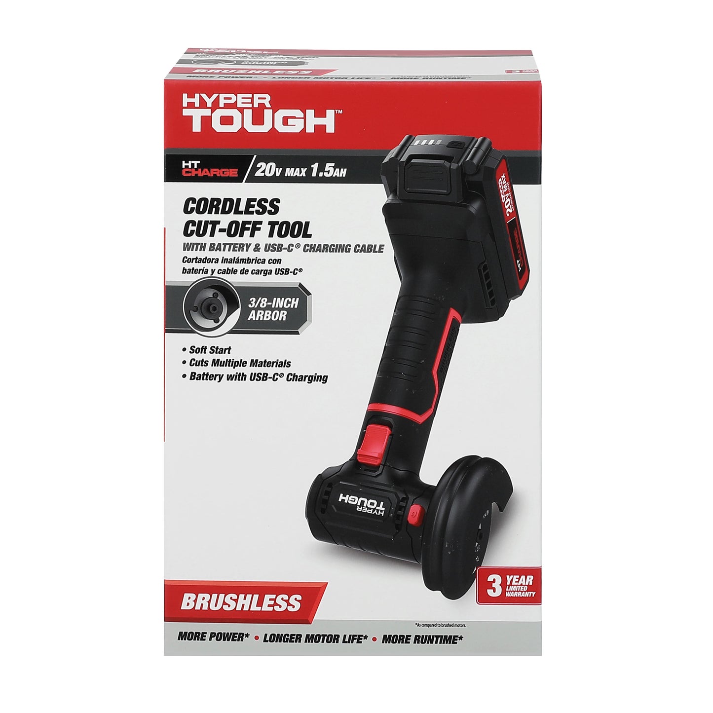 Hyper Tough 20V Brushless 3/8-inch Cordless Cut-Off Tool, Battery & Charger