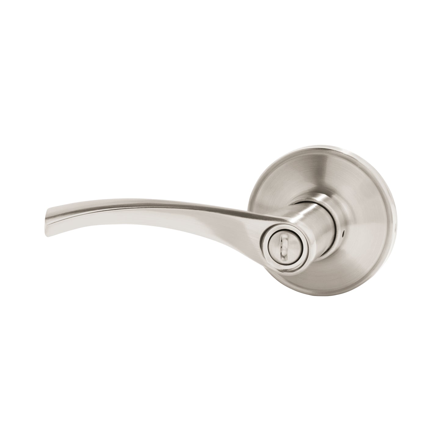 Hyper Tough Privacy Bed and Bath Door Wave Lever in Satin Nickel with Round Rosette