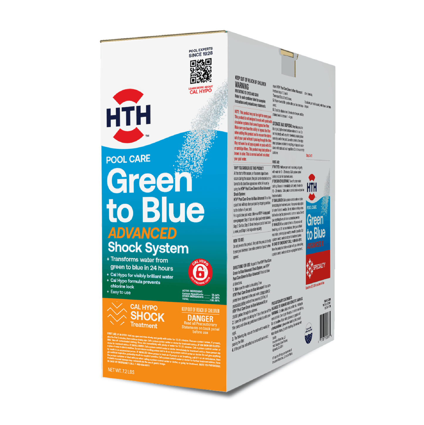 HTH Green to Blue Pool Shock Kit — Granules (Form), 4 lb — Pool Shock Treatment for Algae Removal and Water Clarification