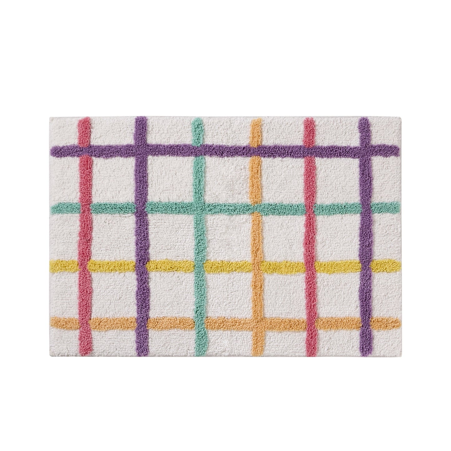 Hallmark Multicolor Chromatic Grid Cotton Rich Bath Rug, 20" x 30"