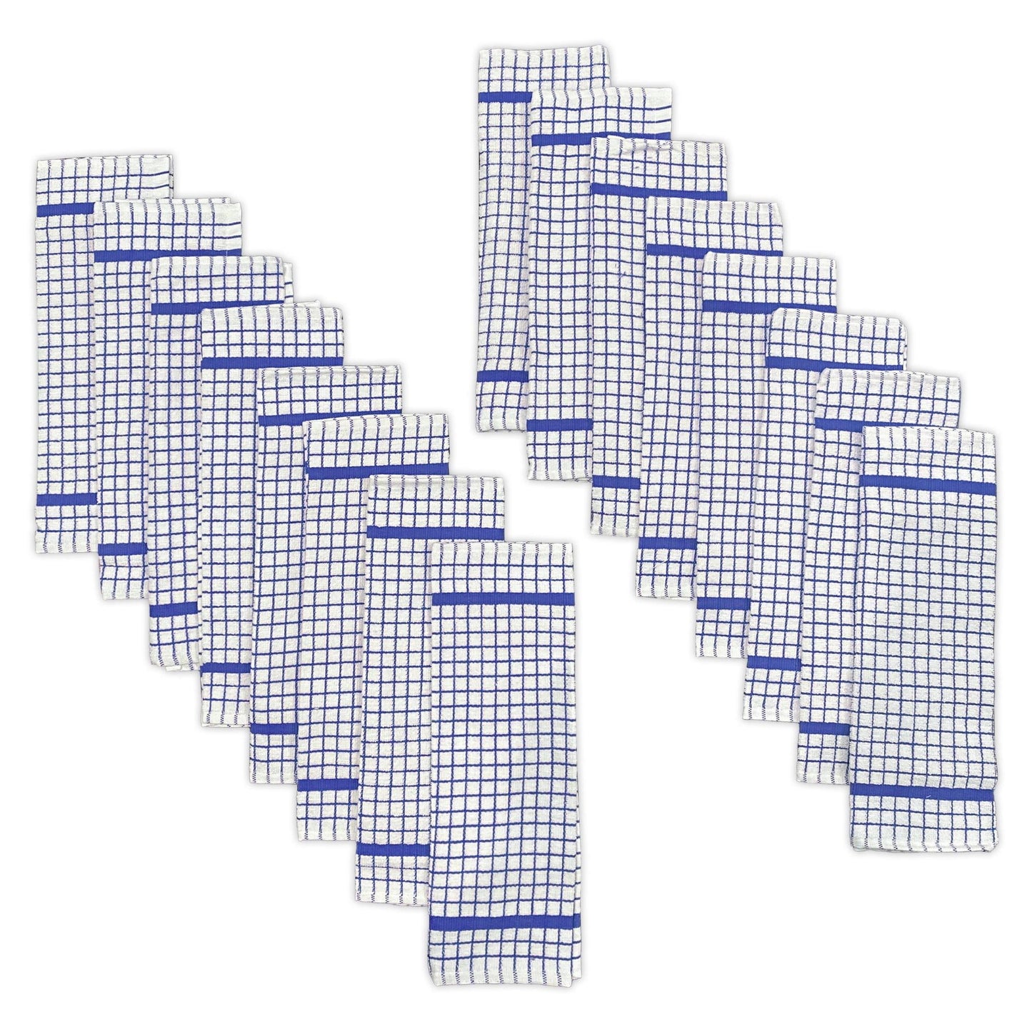 Hampton 16-Piece Check Dishcloth Set in Blue