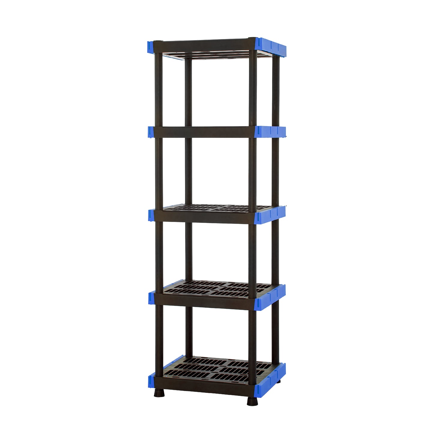 Hart Estante de Almacenamiento de Plástico de 5 Repisas, 24" An x 20" Pr x 72" Al, Soporta hasta 500 lb de Capacidad Total, Negro y Azul