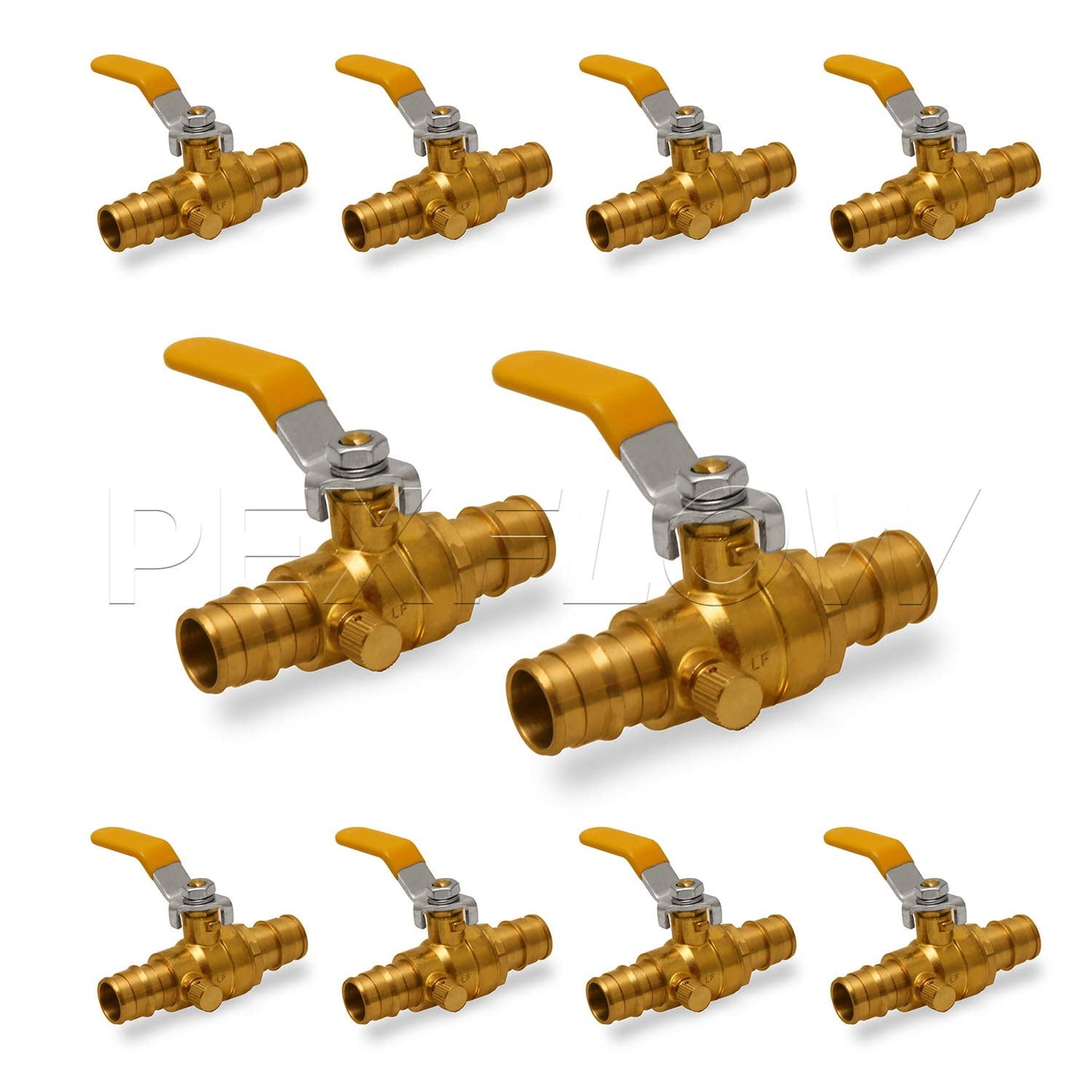 Heavy Duty Brass Full Port PEX Ball Valve with Drain, with 1 in. Expansion PEX Connection (10 Pack)