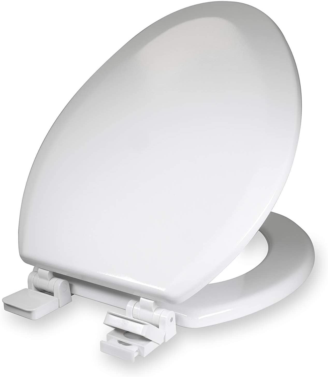 Highcraft Elongated Molded Wood Toilet Seat Slow Close Adjustable Hinge, White