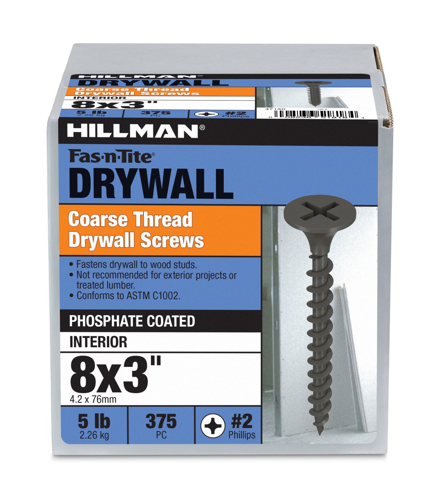 Hillman Fasteners No. 8 x 3 in. Coarse Thread Phillips Drywall Screws, 5 lb Box