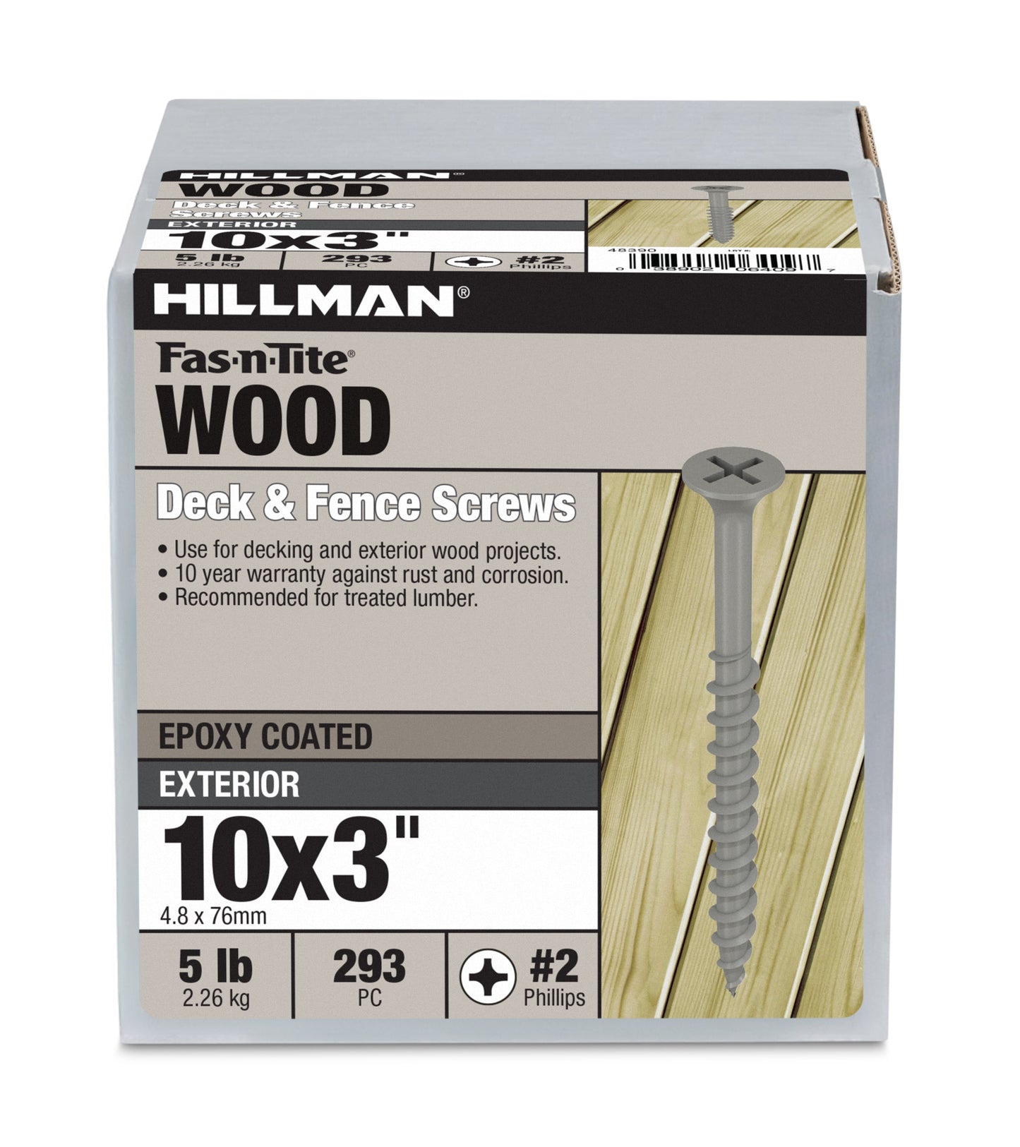 Hillman Fas-n-Tite Fasteners #10 x 3" Exterior Phillips Deck Screws, 10 Year Coating, 5 lb Box