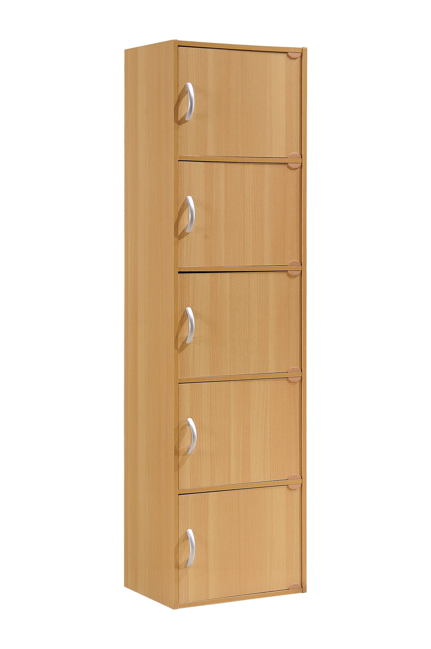 Hodedah 5-Shelf, 5-Door Multipurpose Cabinet, Brown