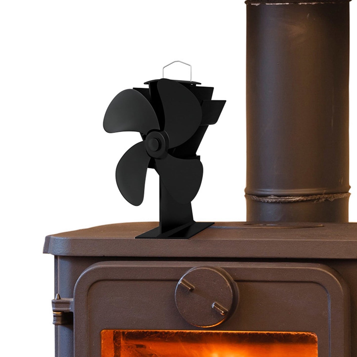 Home-Complete Heat-Powered Stove Fan for Wood Stoves or Fireplaces (Black)