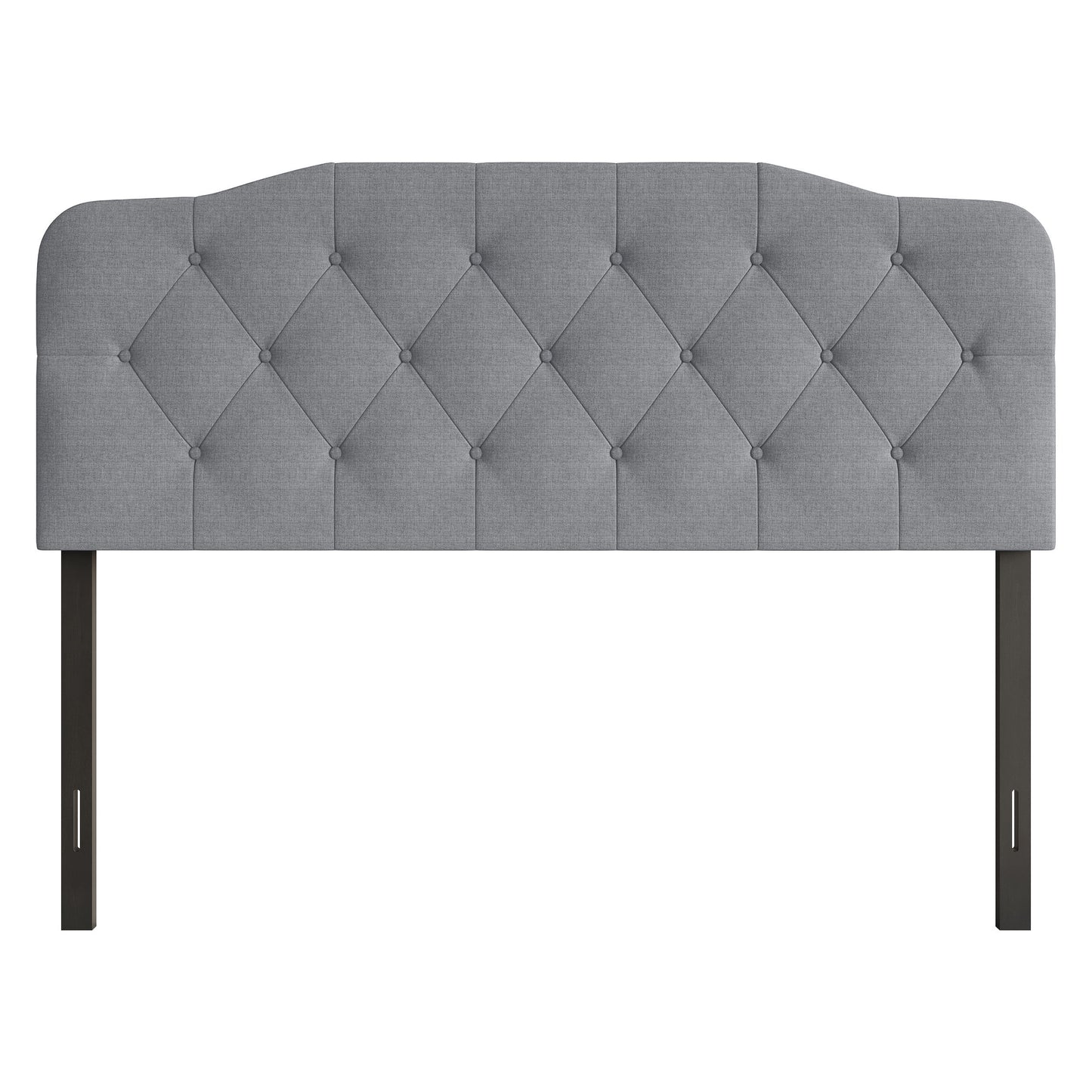 Home Design Angela Full Button-Tufted Upholstered Headboard with Adjustable Height and Foam Padding, Grey, Easy assembly