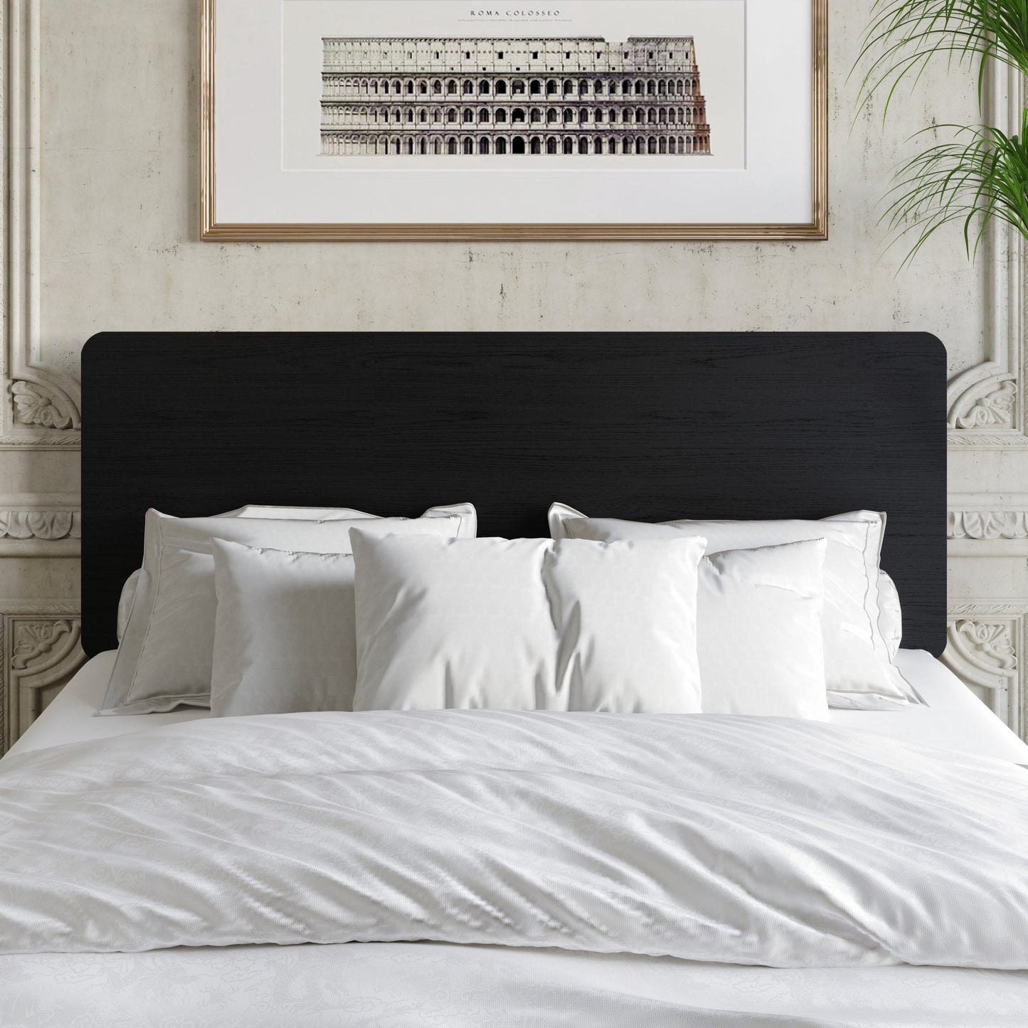 Home Design Keokuk Queen Headboard with Minimalist Design & Easy Installation, Black, Easy Assembly