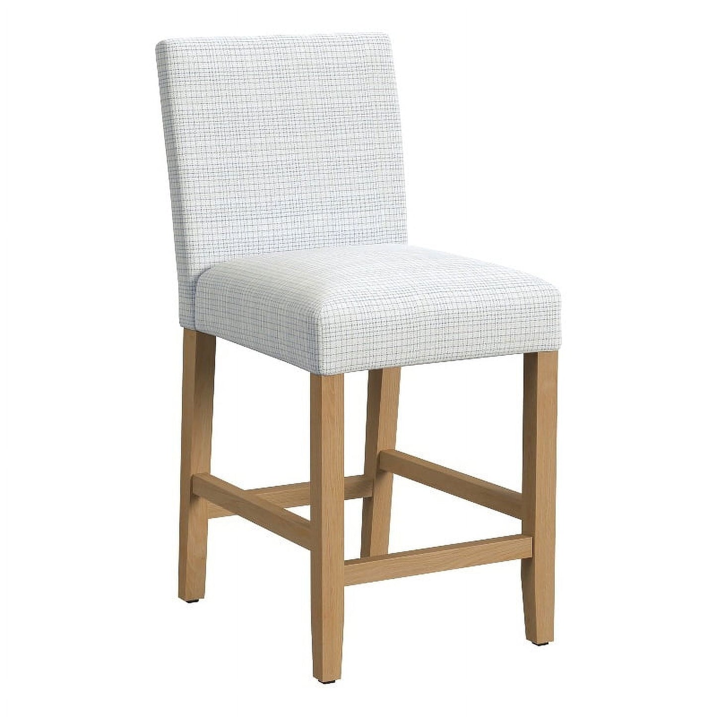 HomePop Classic 25" Indoor Upholstered Counter Stool, Cream Mini Grid Pattern