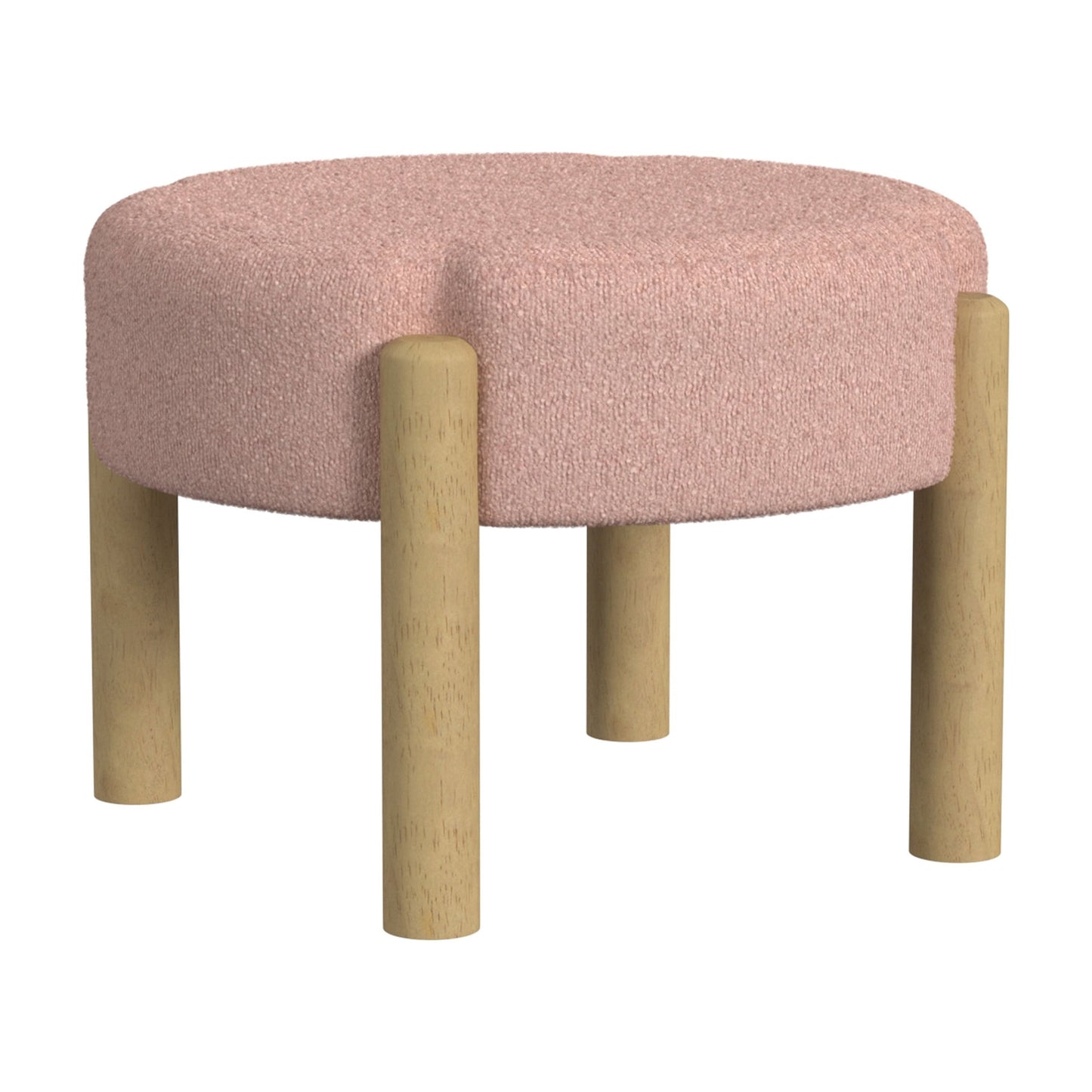 HomePop Luna Round Upholstered Ottoman, Pink Boucle