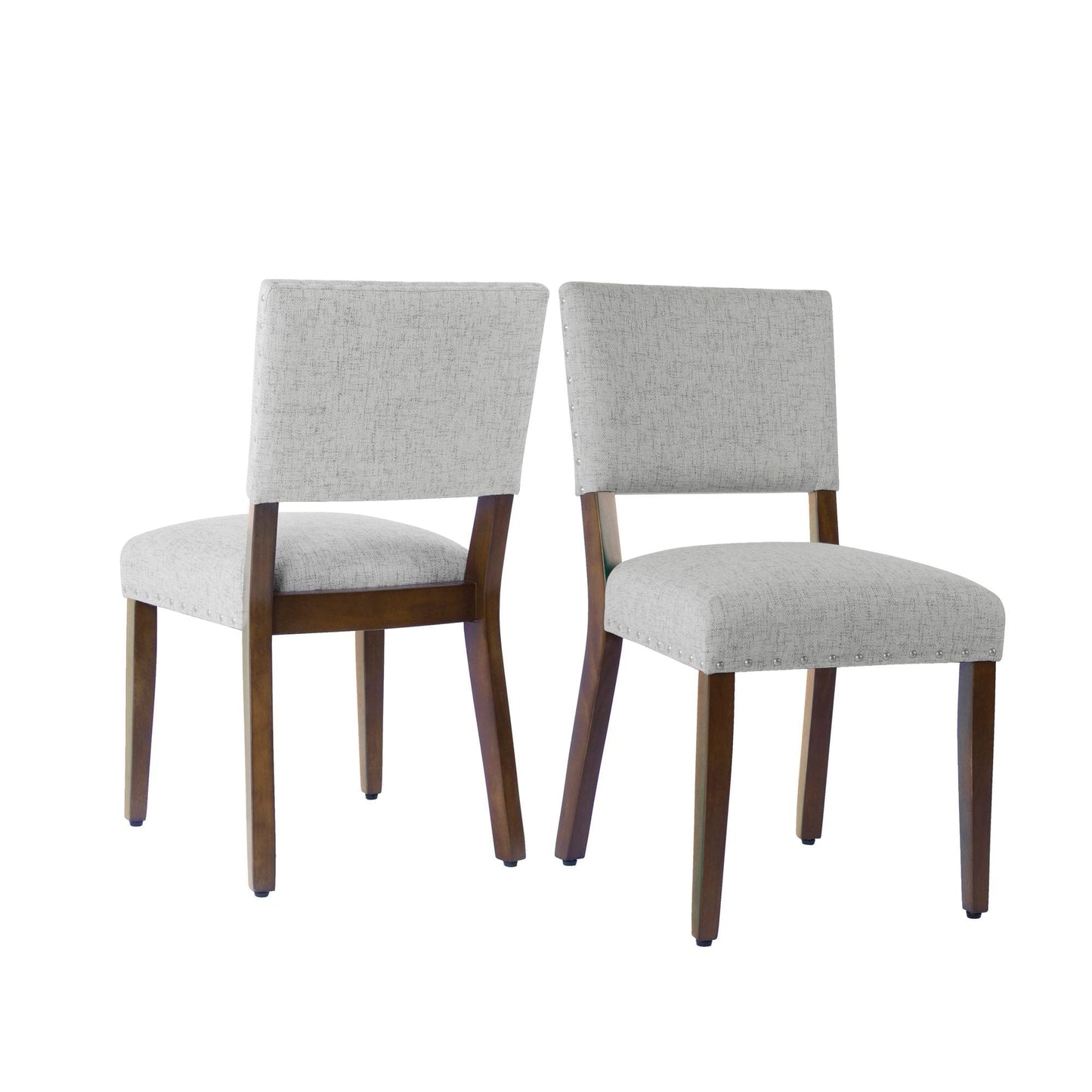 HomePop Open Back Dining Chair with Nailhead Trim, Set of 2, Gray