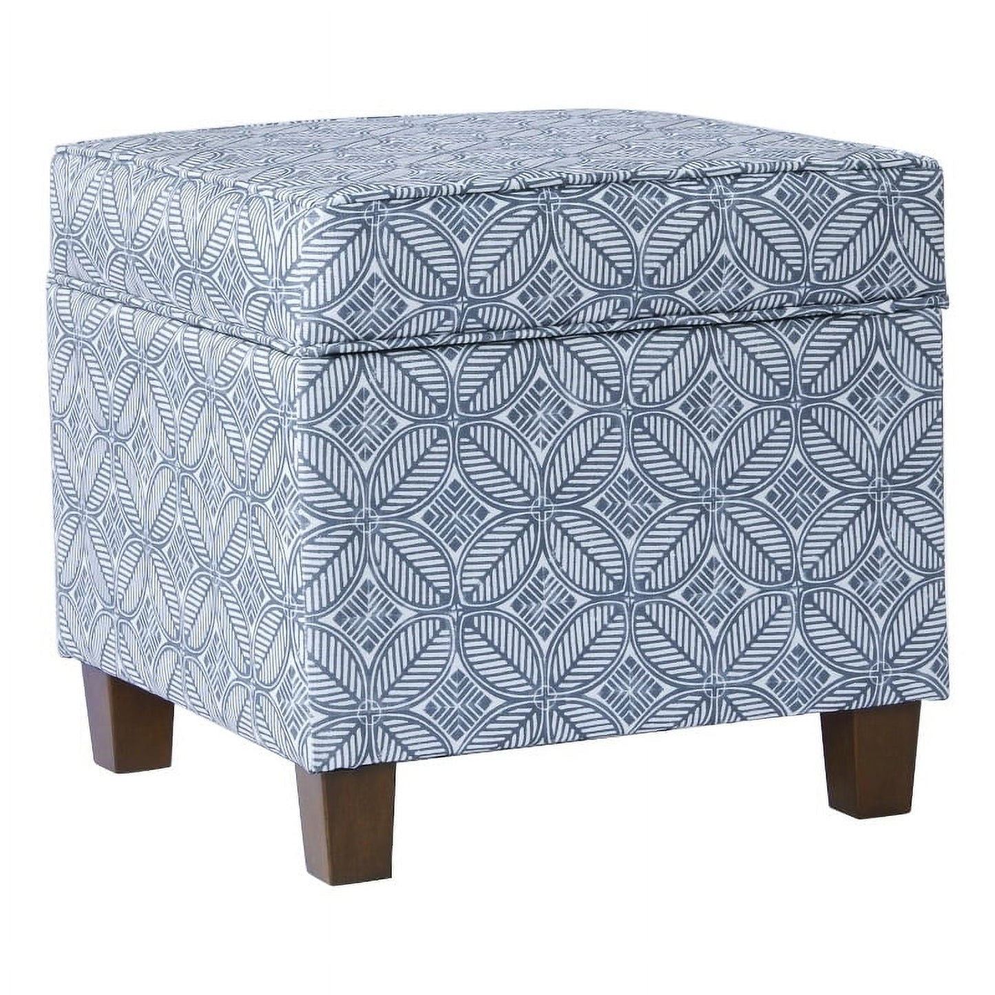 HomePop Square Storage Ottoman, Indigo Print
