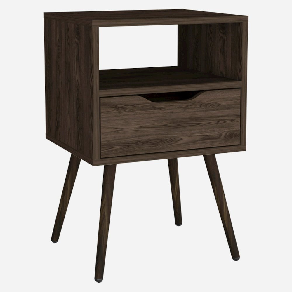 HomeRoots 25" Brown One Drawer Faux Wood Nightstand