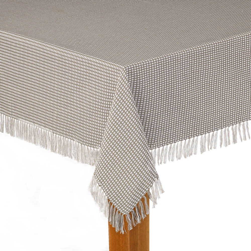 Homespun Grey 100% Cotton Tablecloth 70" Round