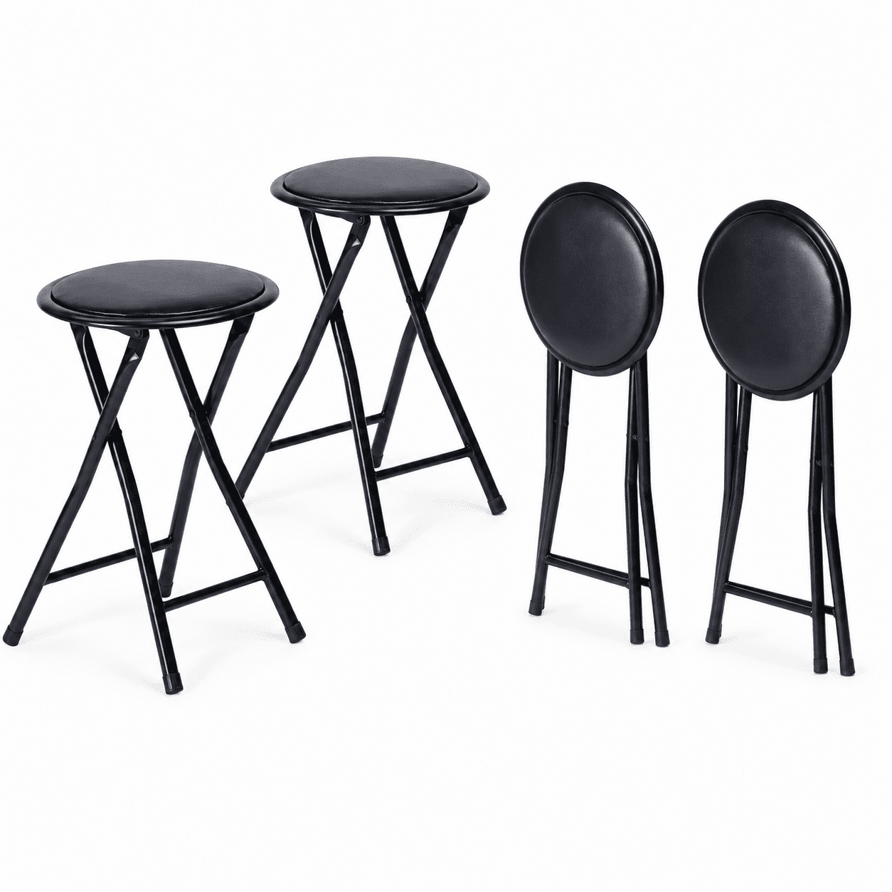Homy Casa 4 Pack Folding Stackable Chair, Metal Stools for Classroom, Kitchen Craft Room, Black