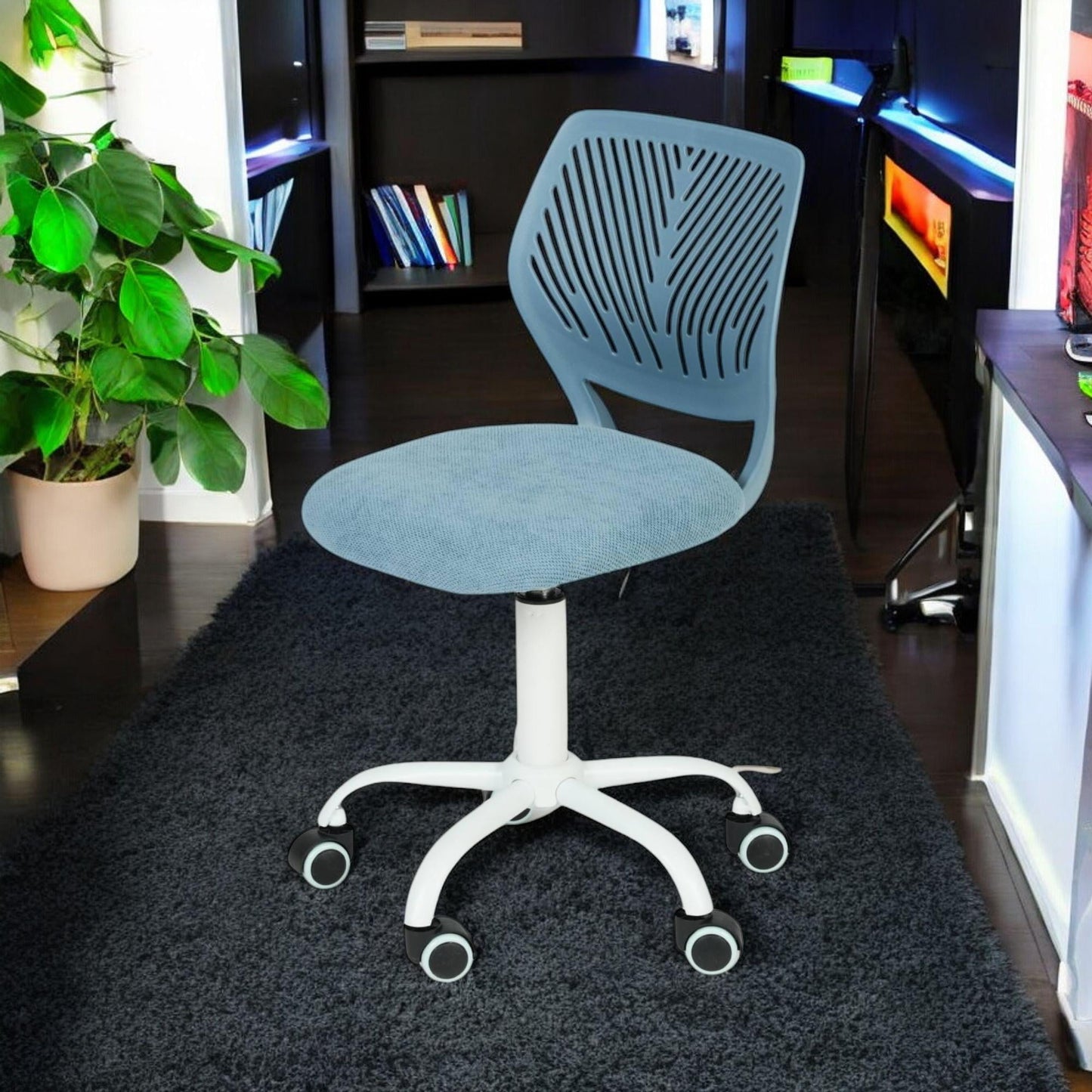 Homy Casa Adjustable Blue Video Game Chair for Gaming, Study, and Home Office