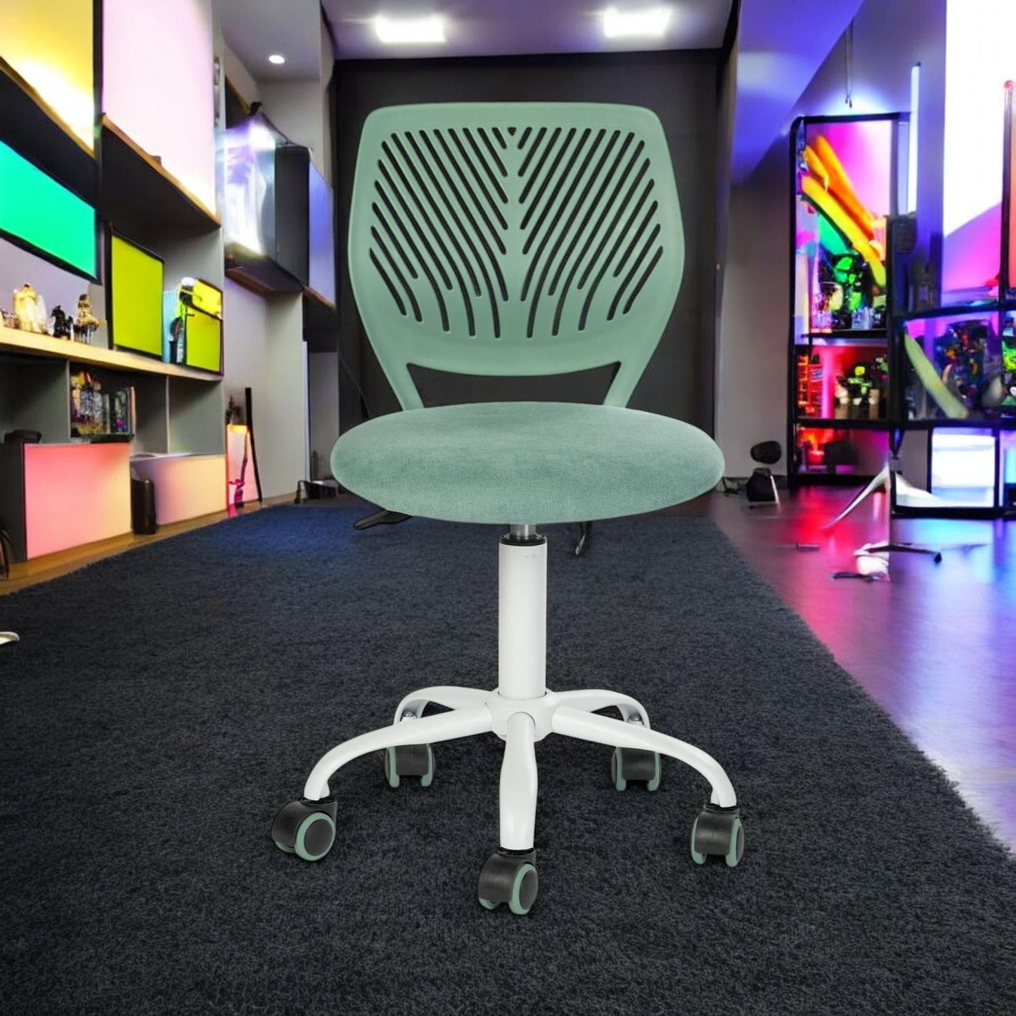 Homy Casa Adjustable Video Game Chair Swivel Computer Chair for Gaming, Study Home Office, Green