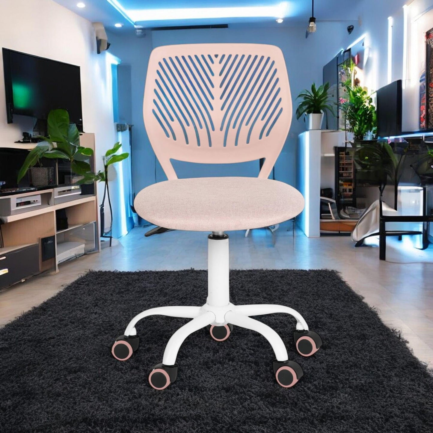 Homy Casa Adjustable Video Game Chair Swivel Computer Chair for Gaming, Study Home Office, Pink