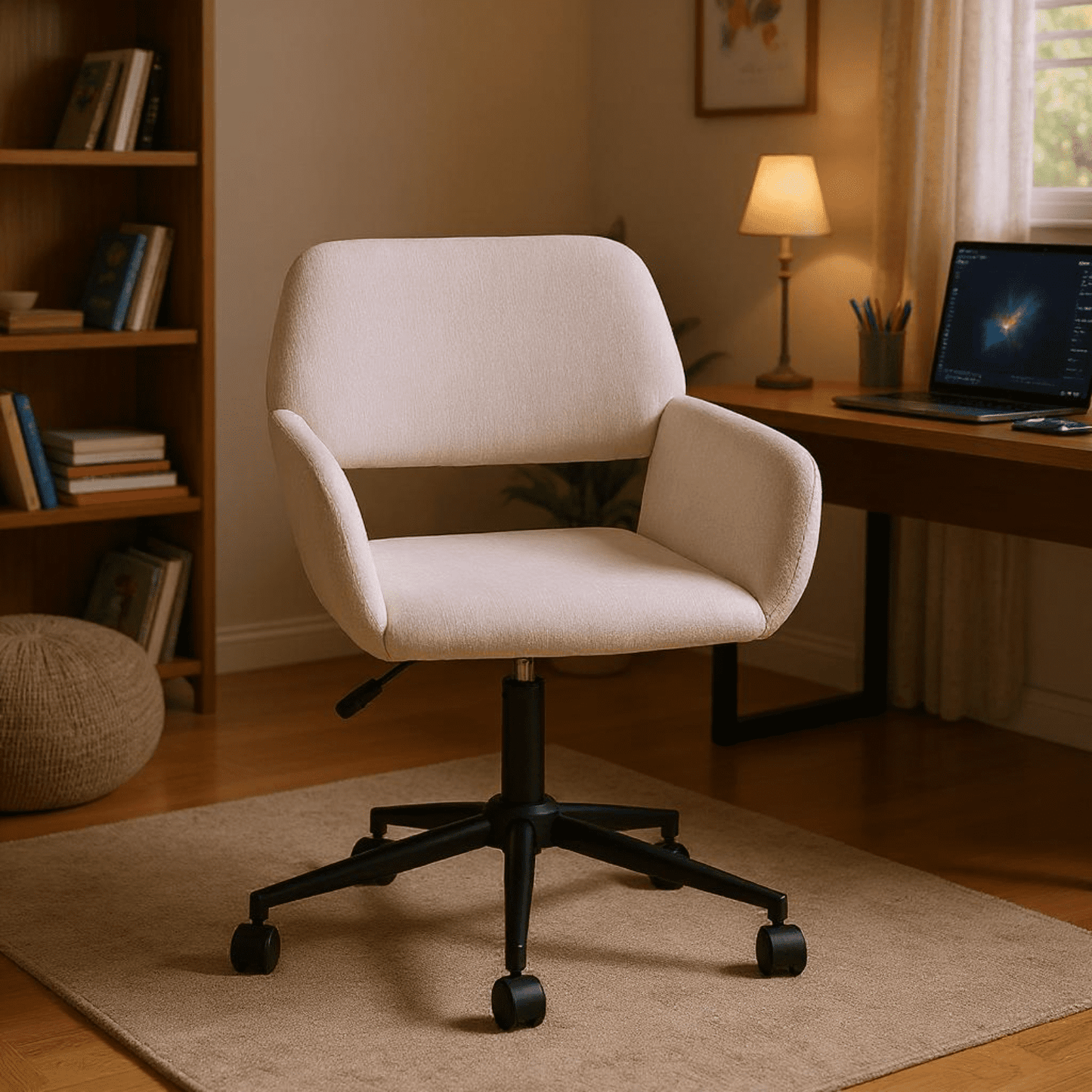 Homy Casa Swivel Gaming Chair for Teen Game Room and Cozy Gaming Corner, Beige