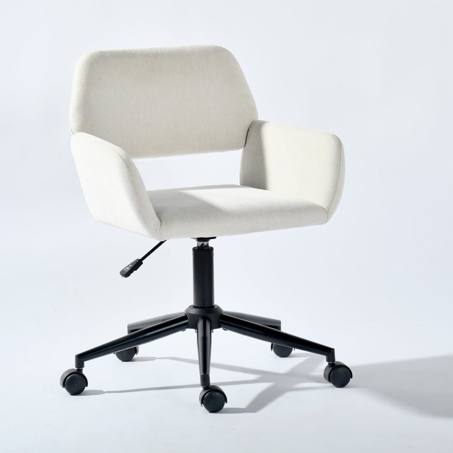 Homy Casa Swivel Desk Chair with Wheels, Upholstered Vanity Chair for Home Office,Beige