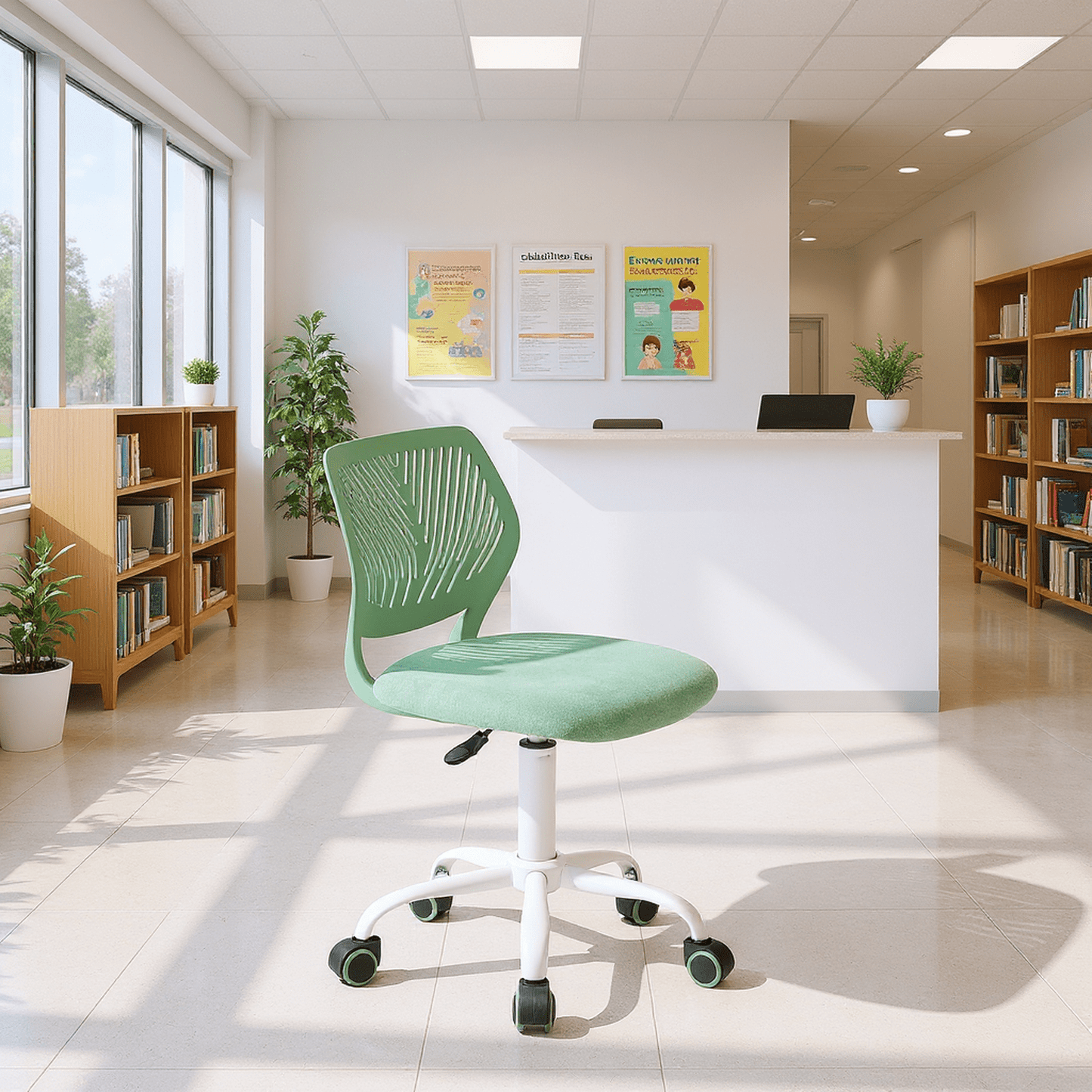 Homy Casa Modern Swivel Office Lobby Reception Chair for Professional Waiting Room, Avocado Green