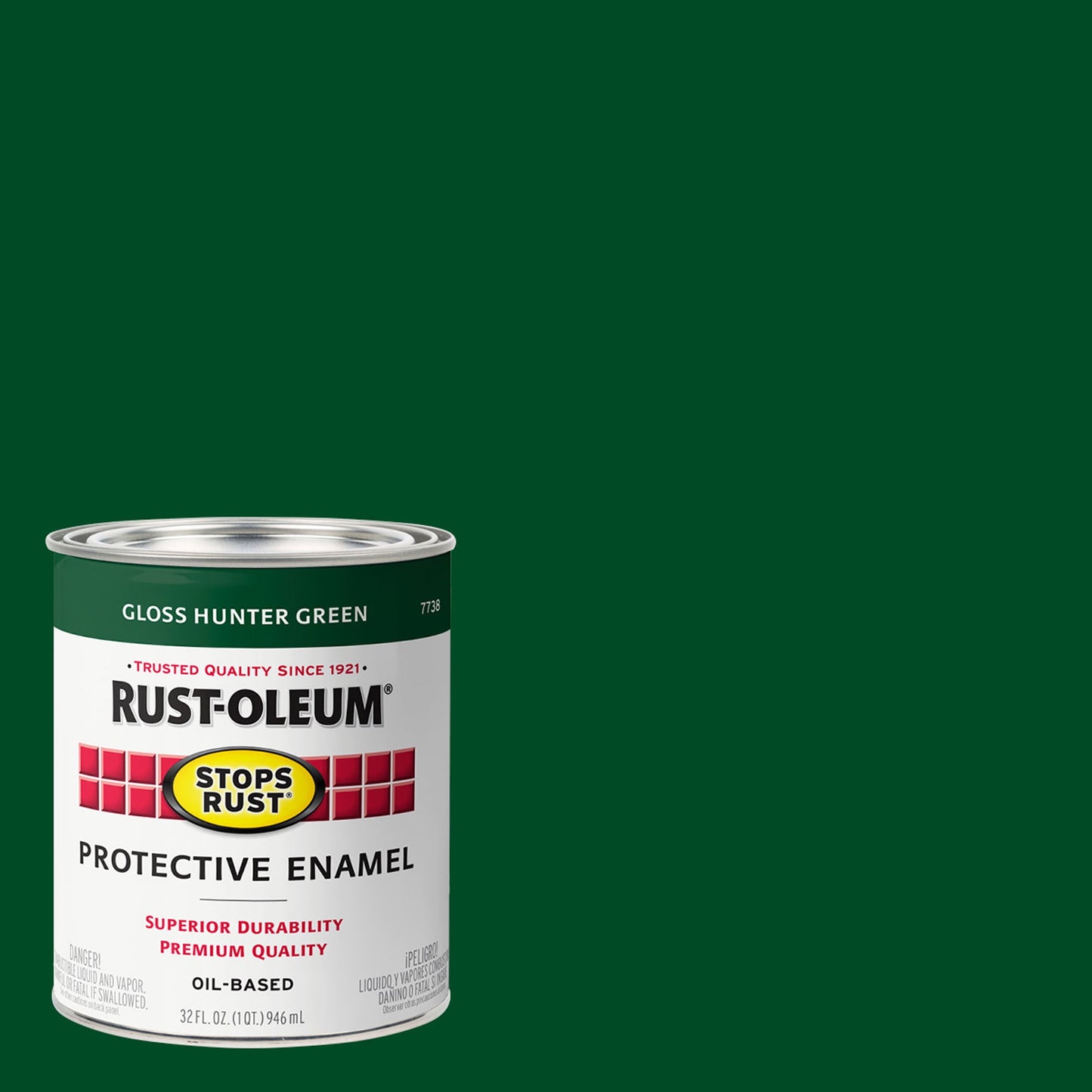 2 Pack, Hunter Green, Rust-Oleum Stops Rust Gloss Protective Enamel- 7738502, Quart
