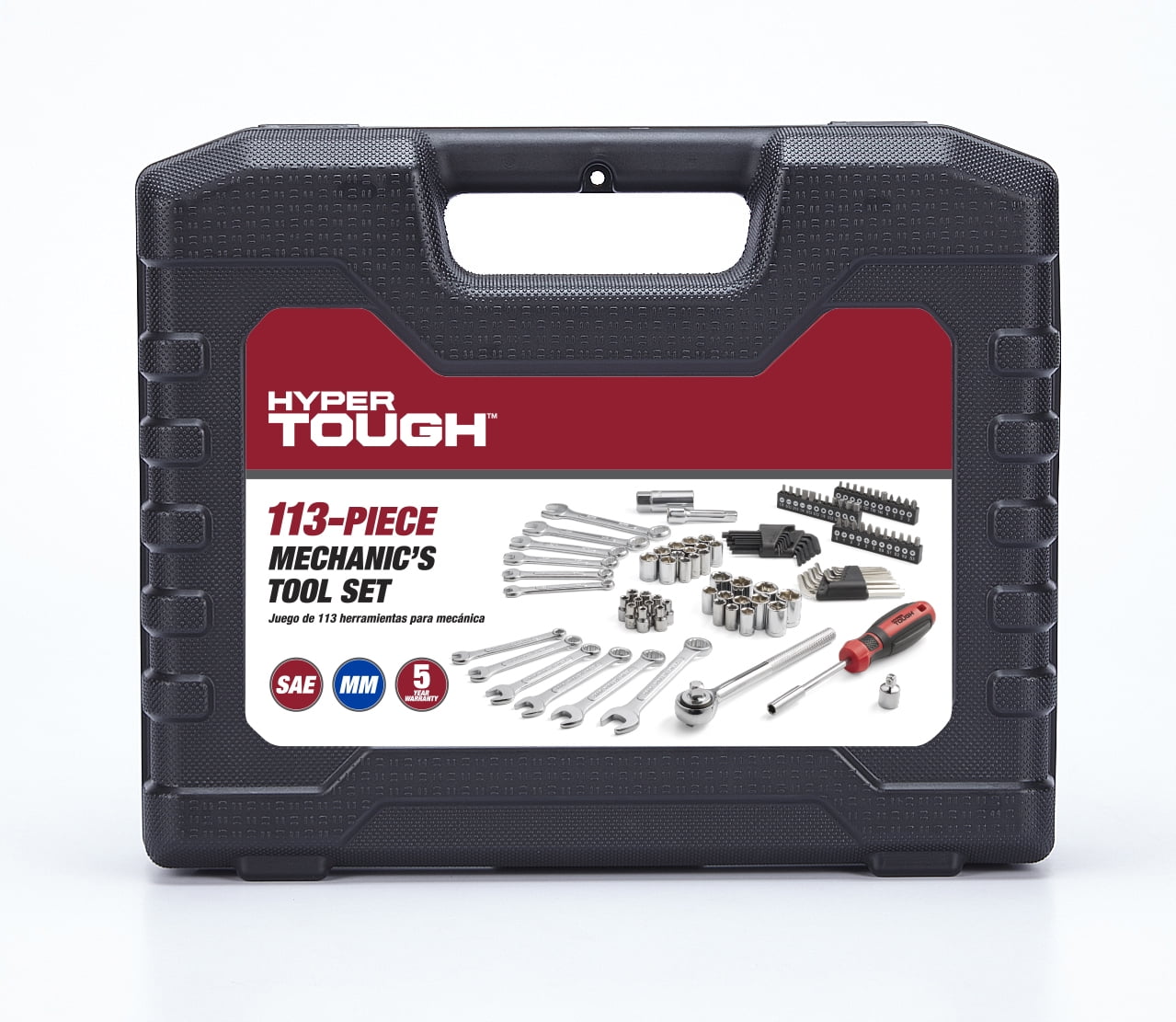 Hyper Tough 113 Piece 1/4 and 3/8 inch Drive SAE Mechanics Tool Set, New Condition