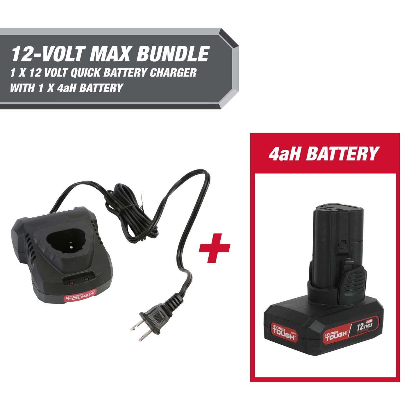 Hyper Tough 12-Volt 4 Ah Battery Plus Fast Charger, 98822