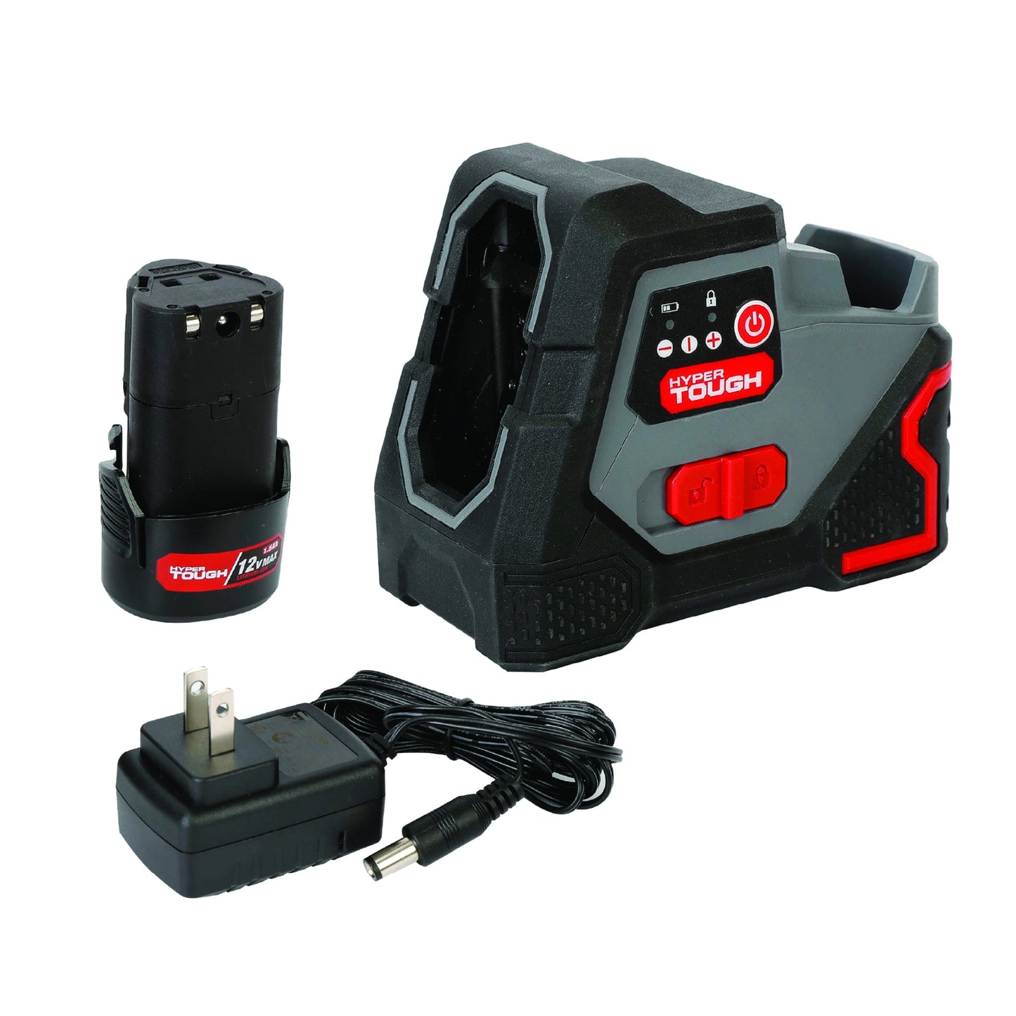 Hyper Tough 12V Cordless Cross-line Laser Level with 1.5Ah Battery and Charger