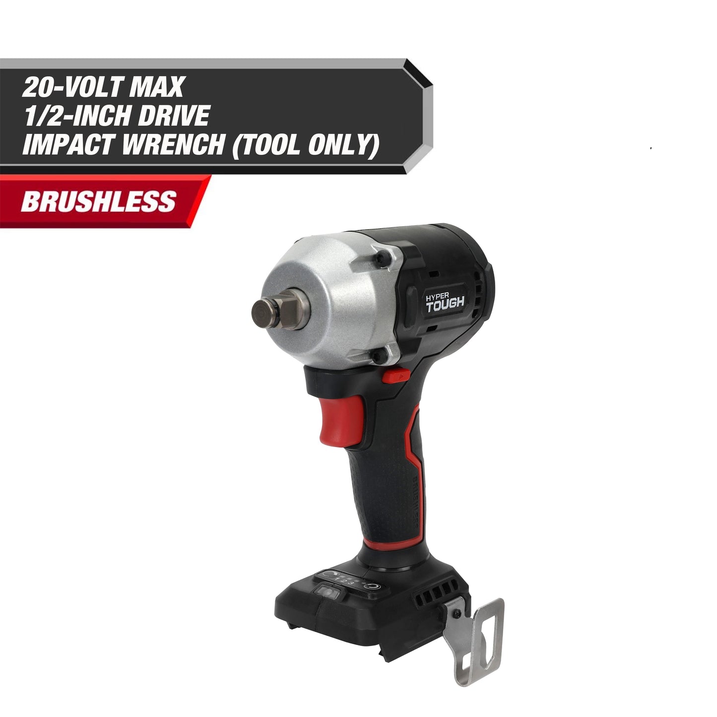 Hyper Tough Llave de Impacto Inalámbrica sin Escobillas de 1/2 Pulgada, Máximo 20V, Torque de 350 ft-lbs - (Solo Herramienta)