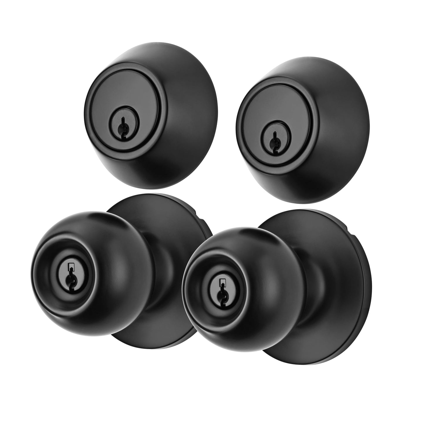 Hyper Tough Paquete Combinado de Bolas, Paquete Doble, Negro Mate (2 Pomos de Entrada + 2 Cerraduras de Cerrojo)