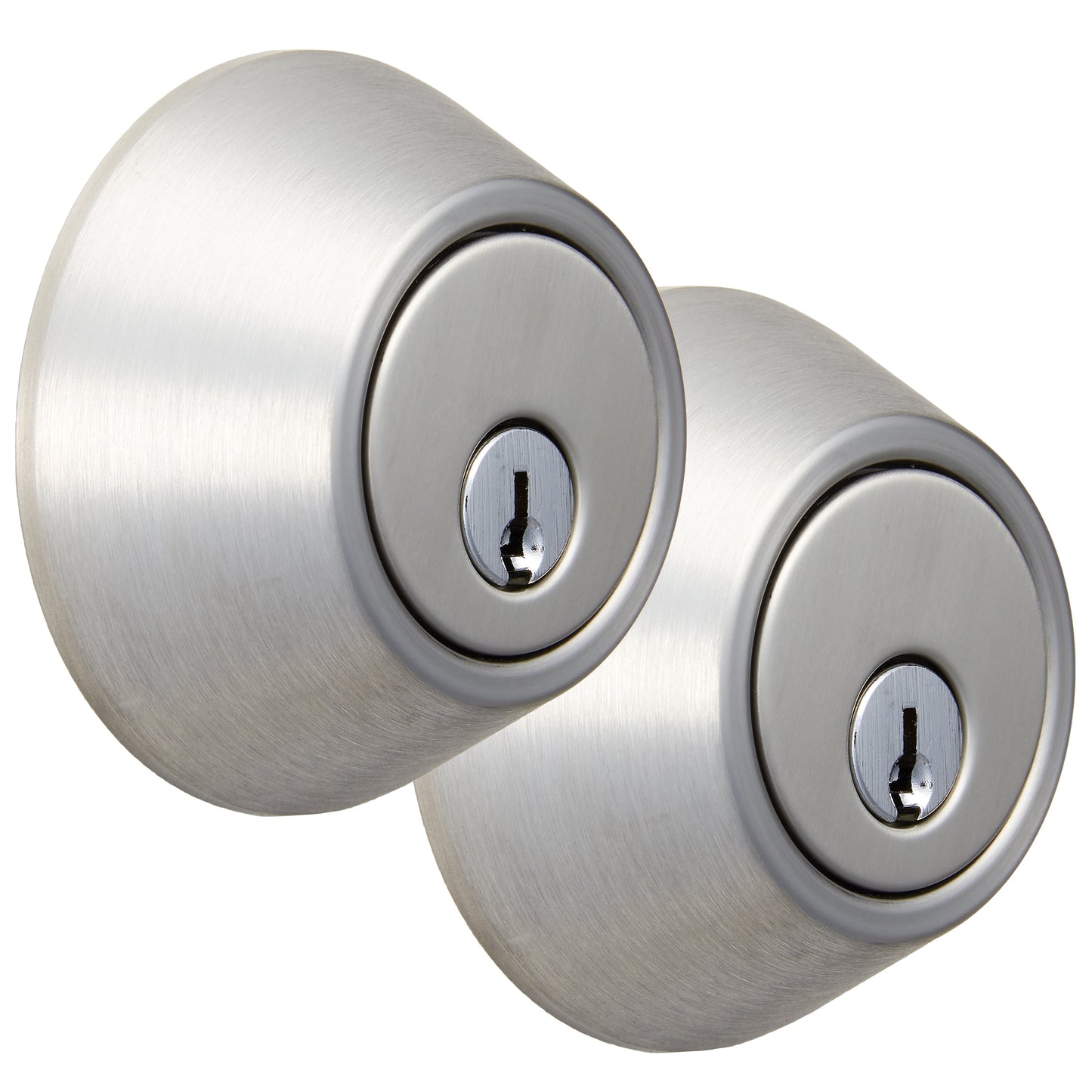 Hyper Tough Keyed Entry Single Cylinder Deadbolt Lock, Stainless Steel Finish, Twin pack
