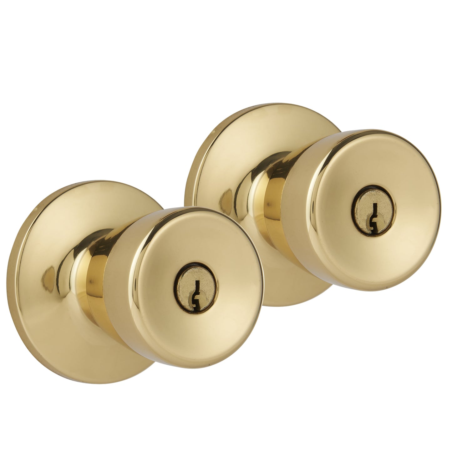 Hyper Tough Keyed Entry Tulip Style Doorknob Twin pack, Polished Brass Finish