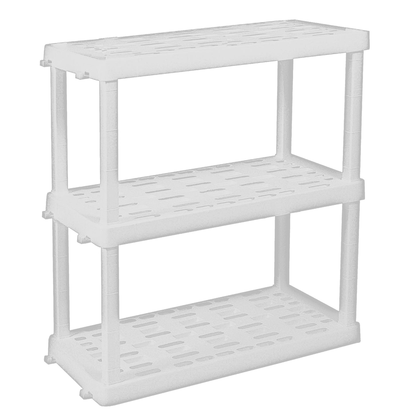 Hyper Tough Plastic Shelving Unit Storage Shelf 3-Tier 38"H x 36"W x 18"D White 450 lbs Capacity