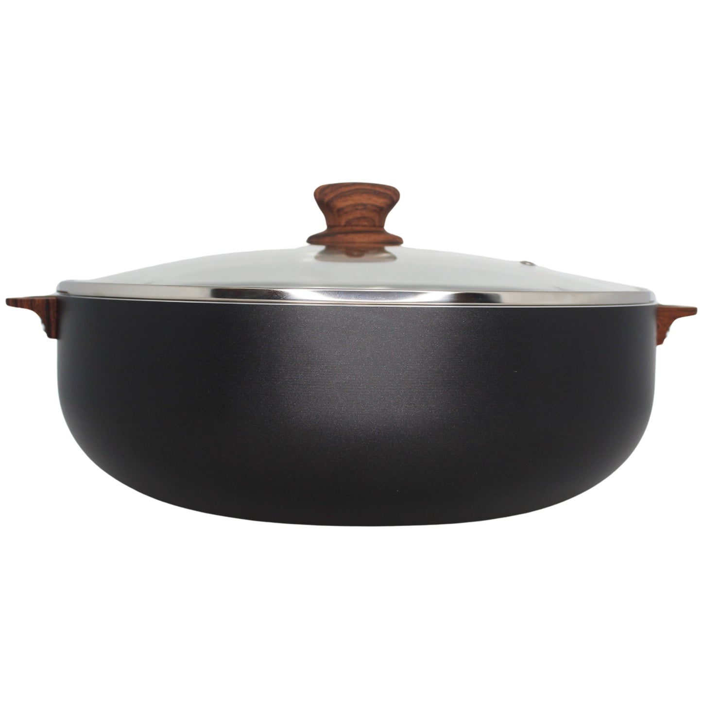 Imusa 9.0 Quart Madera Caldero with Speckled Ceramic Nonstick and Glass Lid, Black