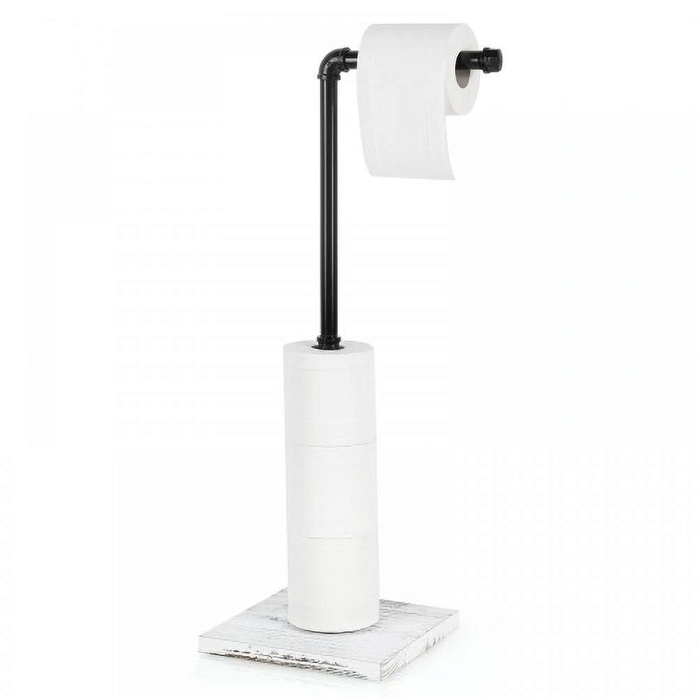 Industrial Style Floor Toilet Paper Holder Metal Tube Off-white