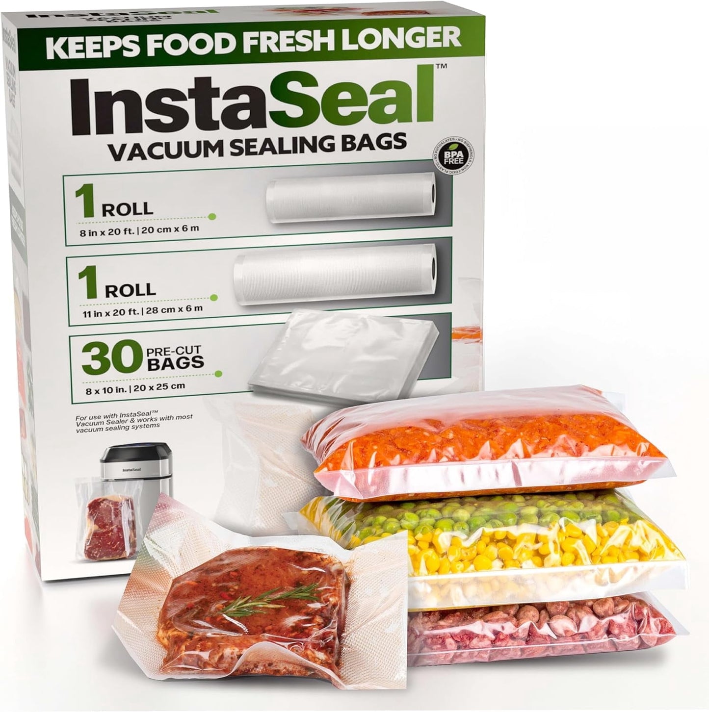 InstaSeal Food Vacuum Sealer Machine, Upright Vacuum Sealer Machine Allows to Vacuum Seal Liquids, Food Sealer, Keeps Food Fresh Longer As Seen on TV Products