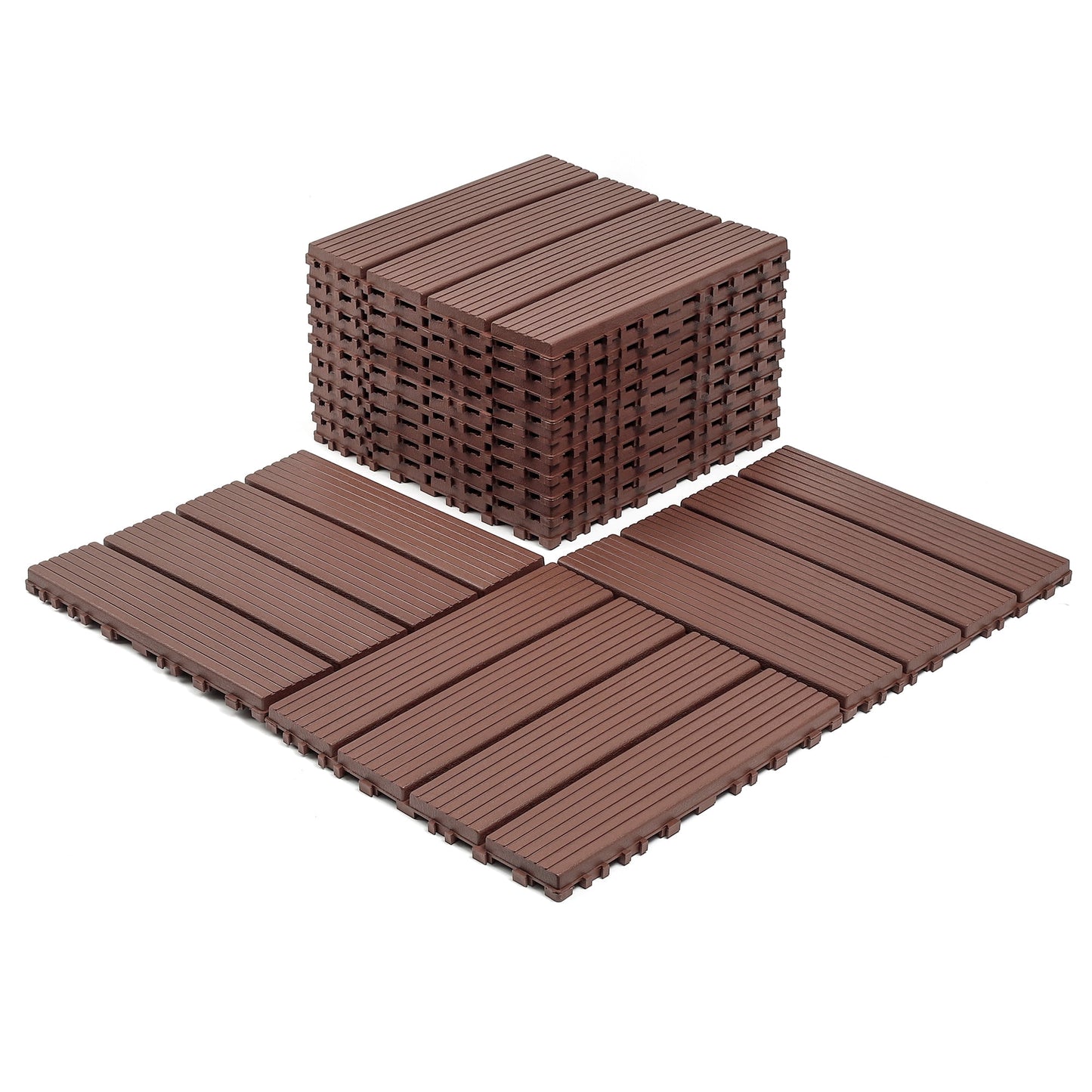 44-Pack Interlocking Deck Tiles 12" x 12" Waterproof Outdoor Patio Flooring Tiles